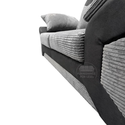 New Large Dino Black and Grey 3 Seater sofa (Black and Grey, 3 Seater)