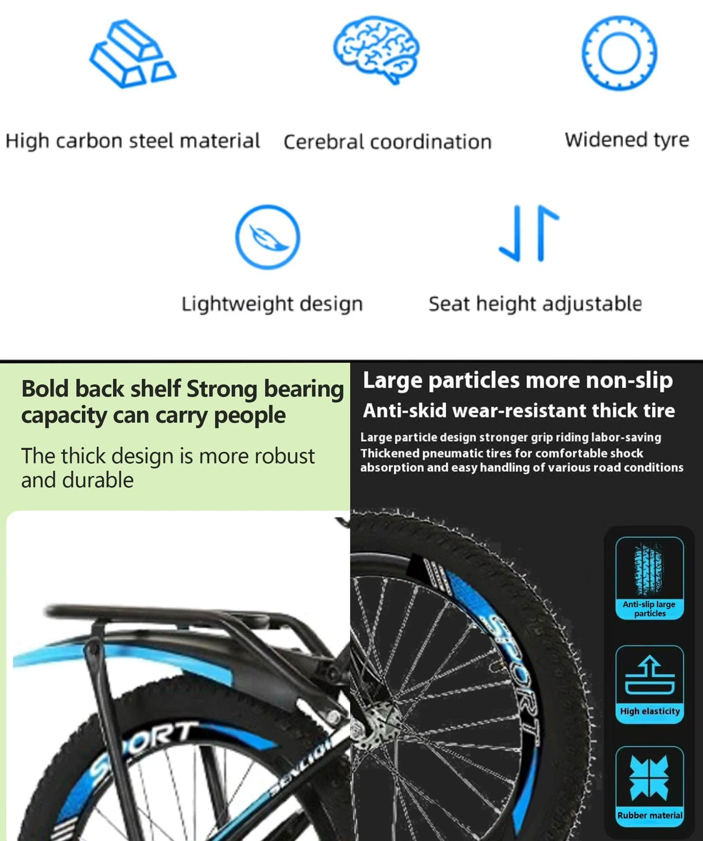 Kids Bike, Unisex Girls Boys Mountain Bike, 22" 24” Bike, Road Bike, Children’s Training Bicycle, Height Adjustable Bike, Sport Bike, Double Break, Tool Kit Included 6 to 12 Year Olds New!