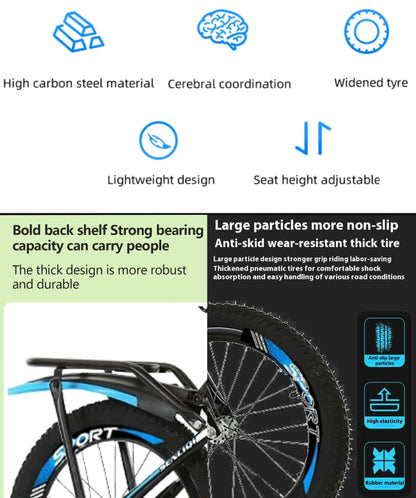 Kids Bike, Unisex Girls Boys Mountain Bike, 22" 24” Bike, Road Bike, Children’s Training Bicycle, Height Adjustable Bike, Sport Bike, Double Break, Tool Kit Included 6 to 12 Year Olds New!