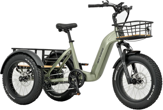 REVOM Electric Trike Cargo E-bike, with 48V15Ah Lithium Battery&250W High-Speed Motor&7-Speed Shifter and 20x4.0 inch Kenda Tyre,Riding Range 50-80km,Adult Electric Tricycles for Men and Women UK.