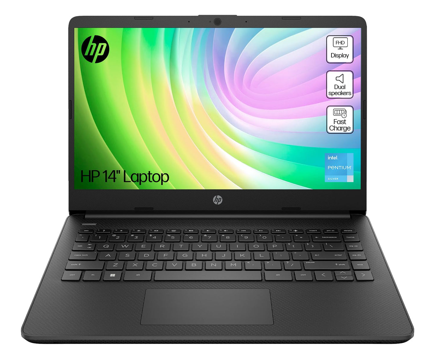 HP 14" Laptop, Intel Core i3-1215U Processor, 8 GB RAM, 256 GB SSD, Intel UHD Graphics, FHD Display, Up to 8hrs battery, Win 11, Dual Speakers, Natural Silver, 14s-dq5003sa