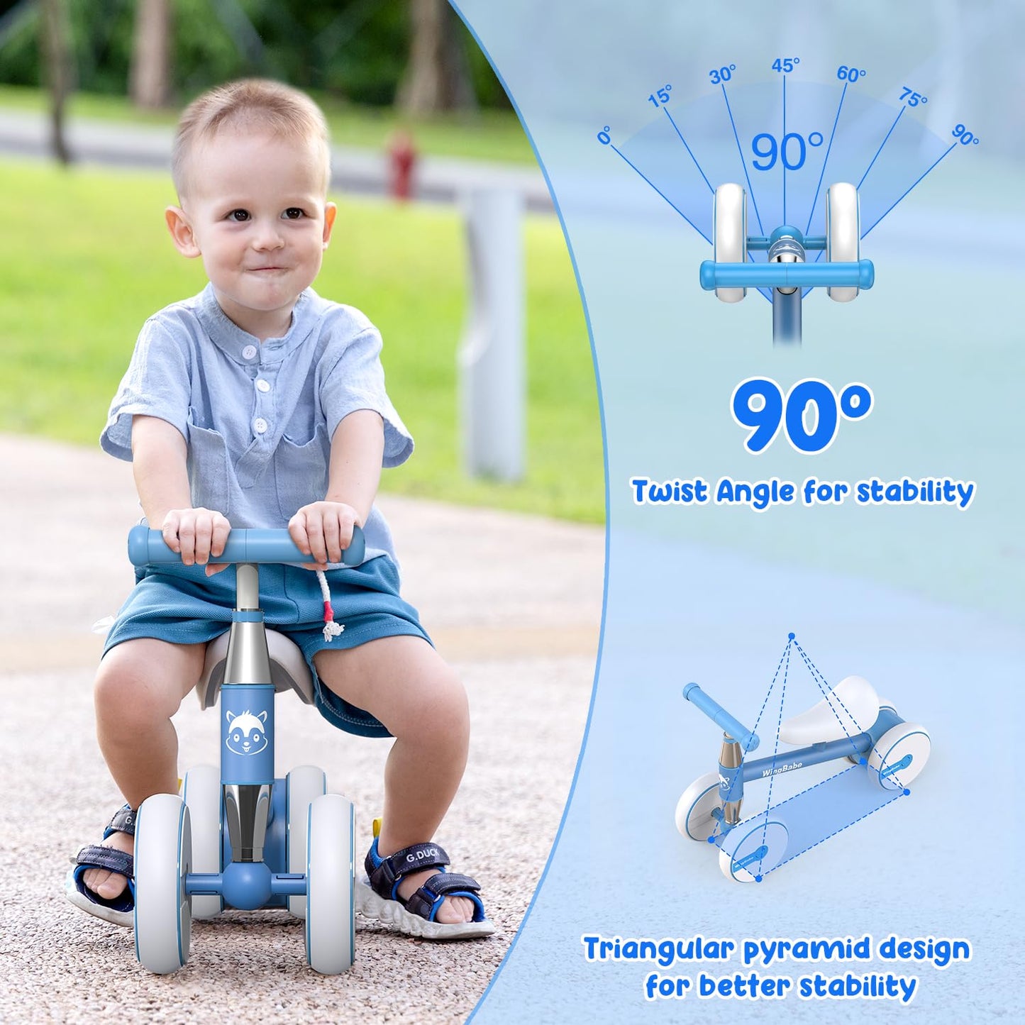 WINGBABE Baby Balance Bike for 1-2 Years Old Boys Girls,Toddler Balance Bike Ride on Toys for 10-24 Months Baby with Adjustable Seat, First bike for 1-2 Year Old Gifts