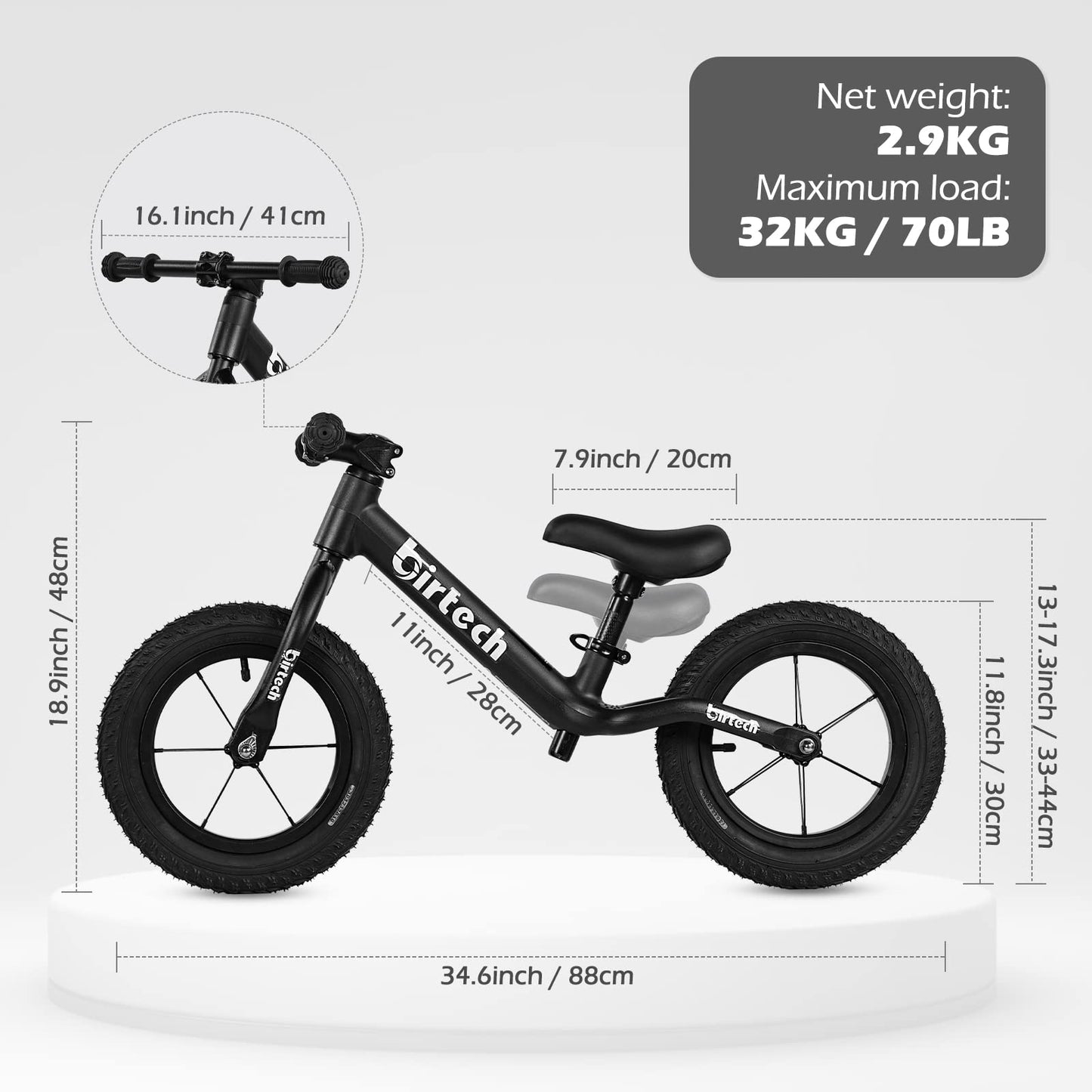 Hello-5ive 12" Balance Bike for 2, 3, 4, 5 Year Old Boys and Girls, Lightweight Nylon Frame Toddler Training Bike No Pedal Bikes for Kids with Adjustable Seat and Air Tires