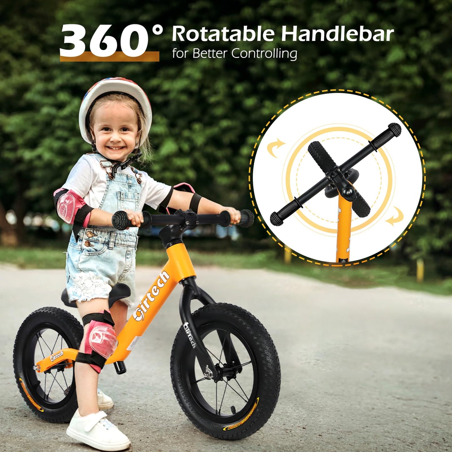 Hello-5ive 12" Balance Bike for 2, 3, 4, 5 Year Old Boys and Girls, Lightweight Nylon Frame Toddler Training Bike No Pedal Bikes for Kids with Adjustable Seat and Air Tires