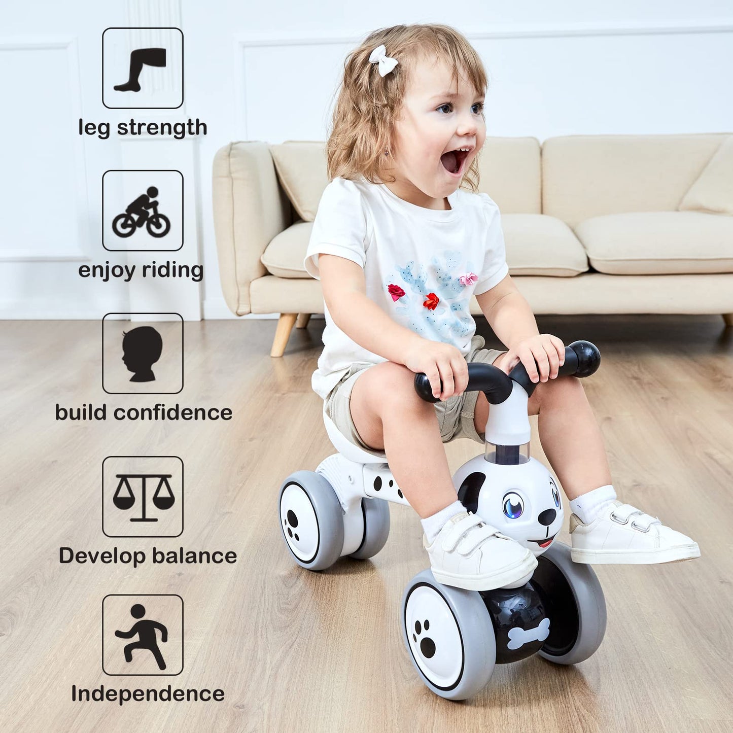 XIAPIA Baby Balance Bike 1 2 3 Years Old Boys Girls Toddler Ride on Toys for 1 Year Old Baby Trike Garden toys 1 st Birthday Gift for Girls Boys Bike Walker No Pedals (Panda)