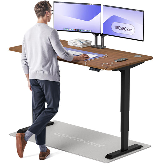 Height-Adjustable Desk 180 x 80cm - Standing Desk - Integrated USB/USB-C - 3 Memory Presets - Dual Motor Electric Touchscreen Stand Up Table - Great Gift for Smart Home Solutions