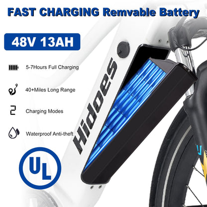 iENYRID E-bike Electric Bike for Adults,13Ah/17Ah Battery 30-90Km Range,250W Motor Hidoes E Bike for Men Women Electric Urban Bike Adults,20"/27.5" Fat Tire Electric Bike 7-Speed