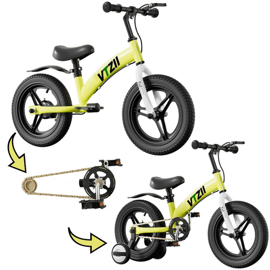 VTZII Balance Bike 2 in 1 with Pedals Brake Training Wheels Kickstand Pneumatic tyre,for Kids 2-7 Years Old,Kids Bike 12 14 16 inch