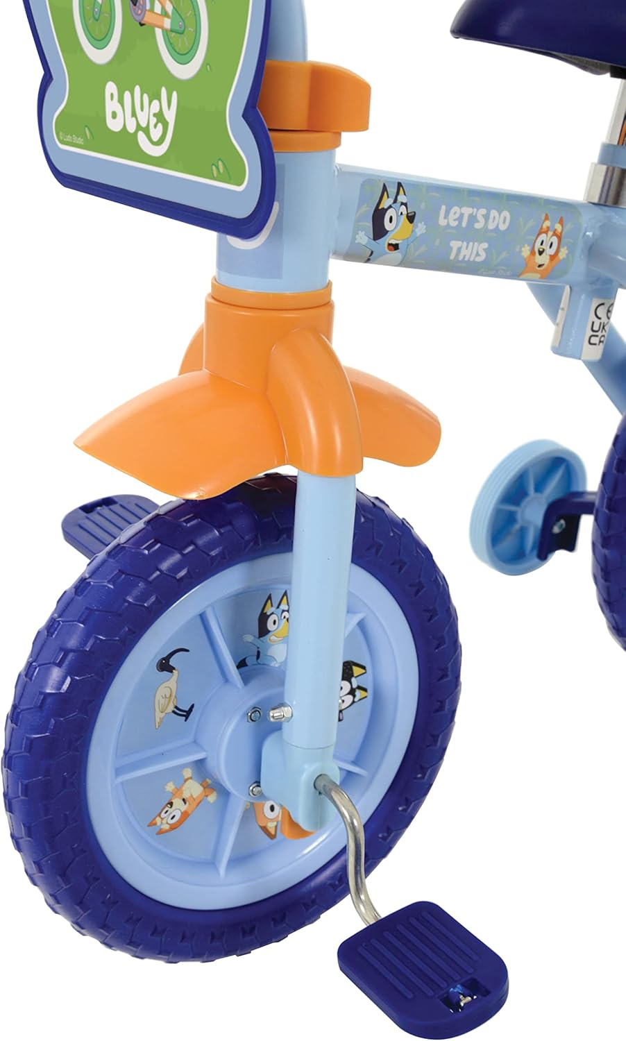 Bluey 2-In-1 Training Toddler Bike - Convertible Training and Balance Bike for 2+ Years Girls and Boys with Removable Pedals and Stabilisers - Adjustable 10 Inches Bikes for Kids - Bluey Toys