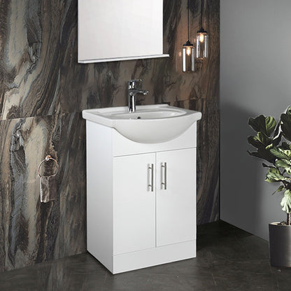 Home Treats 450 Vanity Unit Furniture, Ceramic Wash Basin Sink, Floor Standing, Soft Close Doors Bathroom Storage Cabinet - White (Vanity 45cm)