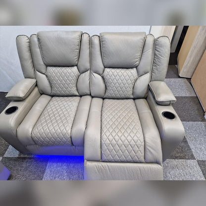 Orlando - Electric Recliners Sofa With Cupholders - 3+2 Seater Sofa Grey/LED Lights/Wireless Charging (Grey)