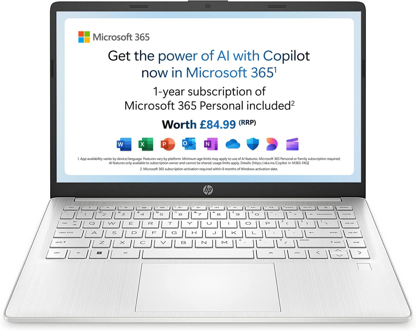 HP 14" Laptop, Intel Core i3-1215U Processor, 8 GB RAM, 256 GB SSD, Intel UHD Graphics, FHD Display, Up to 8hrs battery, Win 11, Dual Speakers, Natural Silver, 14s-dq5003sa