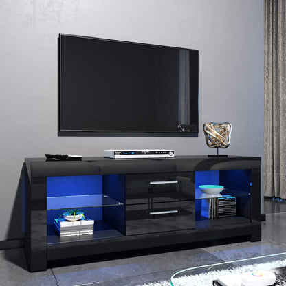 ELEGANT 1200mm LED TV Cabinet Modern White Gloss TV Stand with Ambient Lights for Living Room and Bedroom with Storage Furniture for 32 40 43 50 inch 4k TV
