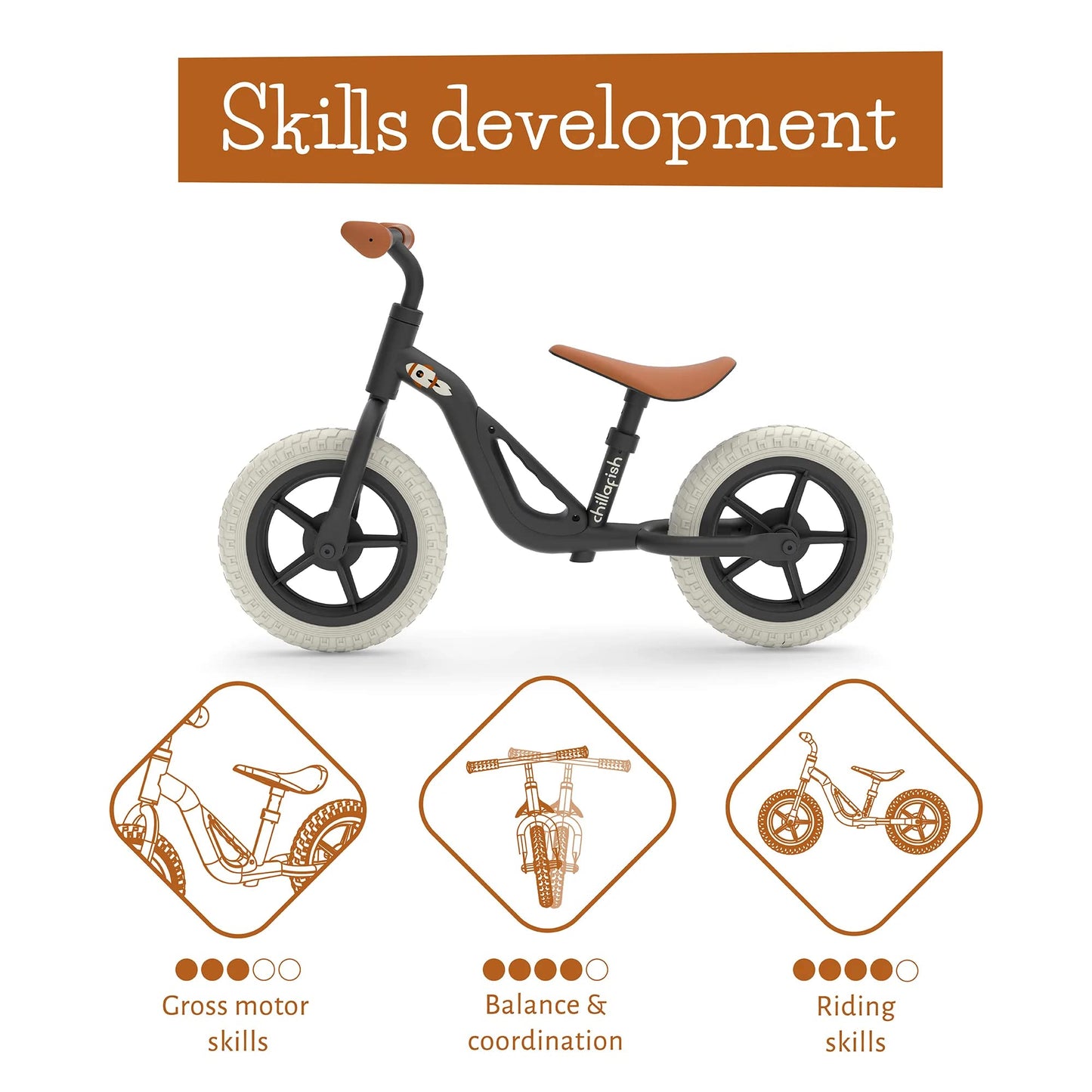 Chillafish Lightweight Kids' Balance Bike - Silver | Adjustable Seat & Handlebar Balance Bike with Puncture-Proof Wheels, a Carry Handle & Custom Moulded Seat for Toddlers | Ages 18 Months to 4 Years