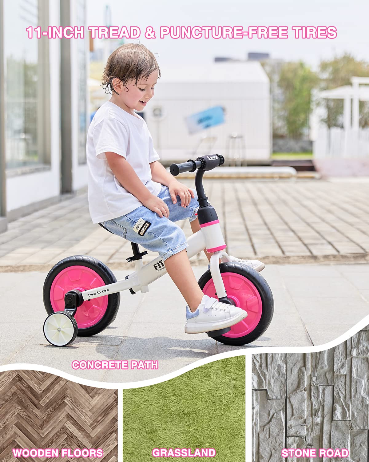 UBRAVOO Fit 'n Joy Beginner Toddler Training Bicycle, 4-in-1 Kids Balance Bike with Pedals & Training Wheels Options, Trike to Bike Riding Toys for Boys Girls 2-5