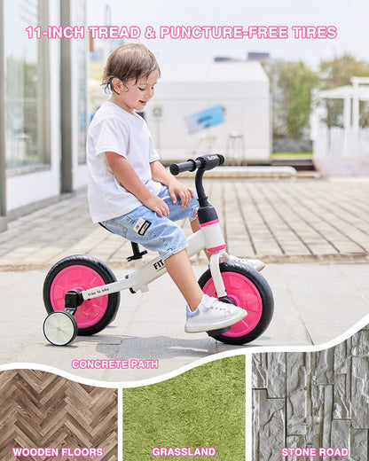UBRAVOO Fit 'n Joy Beginner Toddler Training Bicycle, 4-in-1 Kids Balance Bike with Pedals & Training Wheels Options, Trike to Bike Riding Toys for Boys Girls 2-5