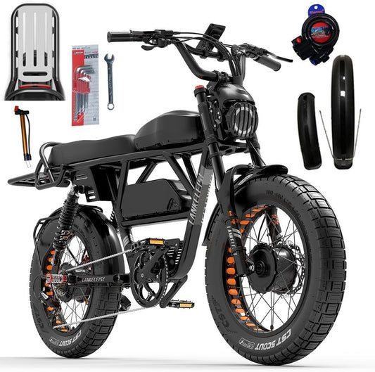 LANKELEISI X-BLACK KNIGHT dual motor electric bicycle, 20 * 4 tires, 7 speeds, 20AH+25AH dual batteries.