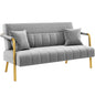Yaheetech 2 Seater Modern Sofa Velvet Fabric Loveseat with Gold-tone Metal Arms and Legs for Bedroom, Home Office, Studio, Living Room Furniture Pink