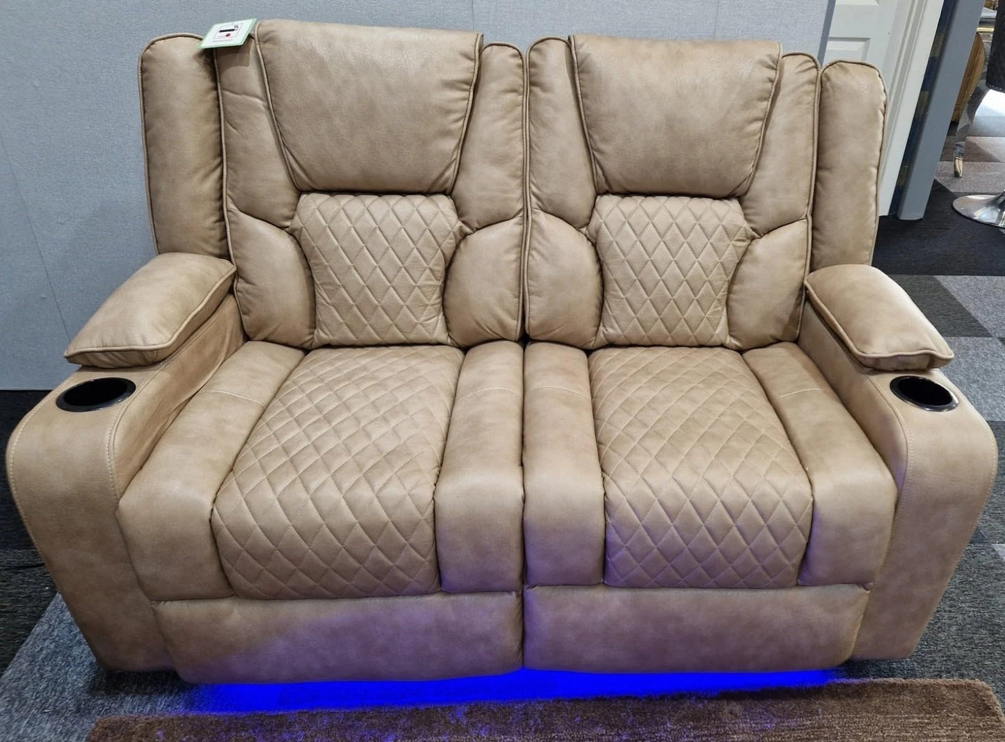 Orlando - Electric Recliners Sofa With Cupholders - 3+2 Seater Sofa Grey/LED Lights/Wireless Charging (Grey)