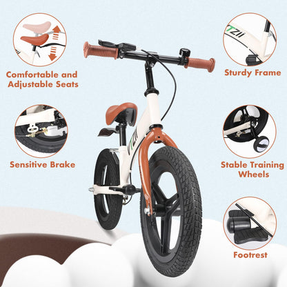 VTZII Balance Bike 2 in 1 with Pedals Brake Training Wheels Kickstand Pneumatic tyre,for Kids 2-7 Years Old,Kids Bike 12 14 16 inch