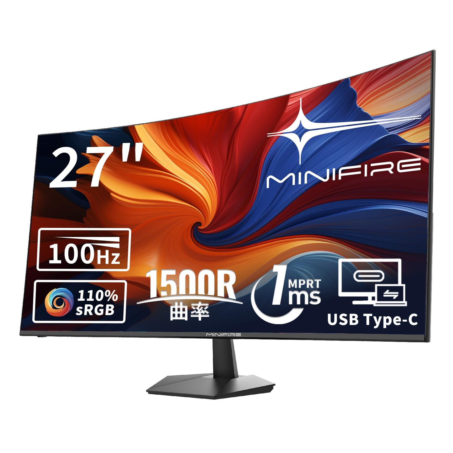 24 inch Curved Gaming Monitor 180Hz, 1ms, 130% sRGB, With Speakers, HDR, FreeSync, 300cd/m², VA, FHD 1080P, Frameless, HDMI1.4 DP1.2 Ports (MFG24C1 HDMI included)