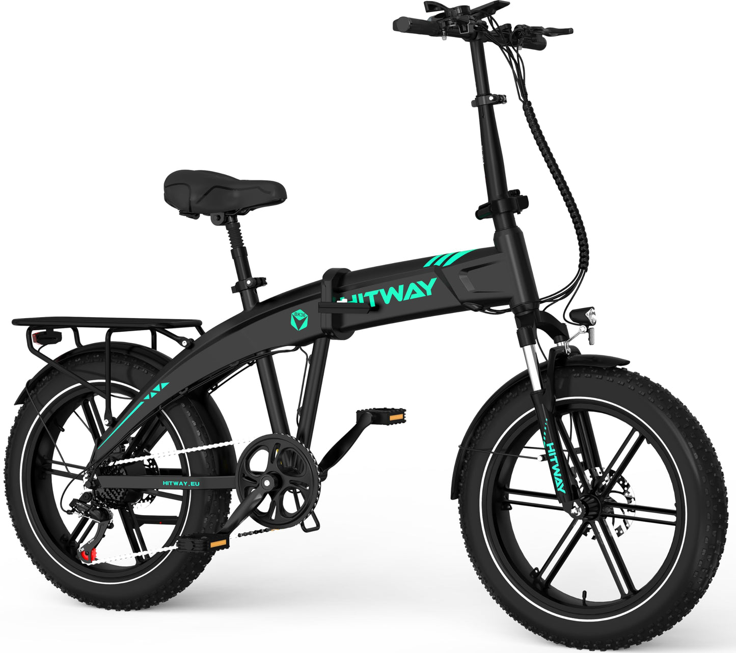 HITWAY 20 * 4.0” Electric Bike, 48V 10.4Ah Battery up to 50-100KM, 250W Motor Fat Tire E Bike, Foldable Electric Bicycles with 7-Speeds for Adult Commuters