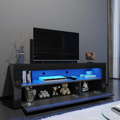 ELEGANT 1200mm LED TV Cabinet Modern White Gloss TV Stand with Ambient Lights for Living Room and Bedroom with Storage Furniture for 32 40 43 50 inch 4k TV