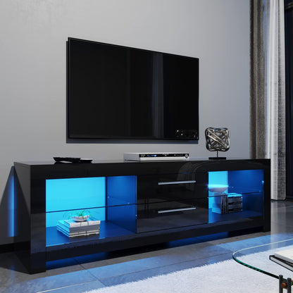 ELEGANT 1200mm LED TV Cabinet Modern White Gloss TV Stand with Ambient Lights for Living Room and Bedroom with Storage Furniture for 32 40 43 50 inch 4k TV