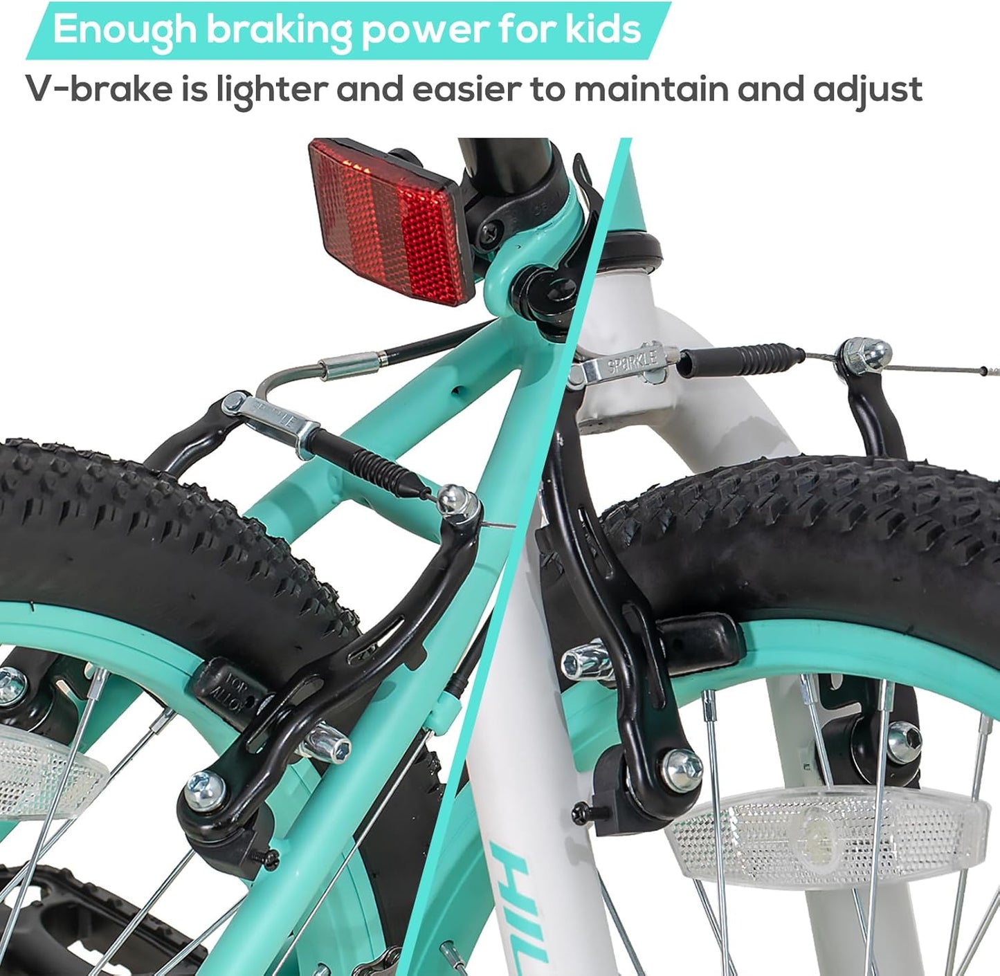 Hiland 20 Inch Mountain Bikr for Kids, Double V Brakes Kids Mountain Bike for Boys Girls, with Kickstand, Mint Green