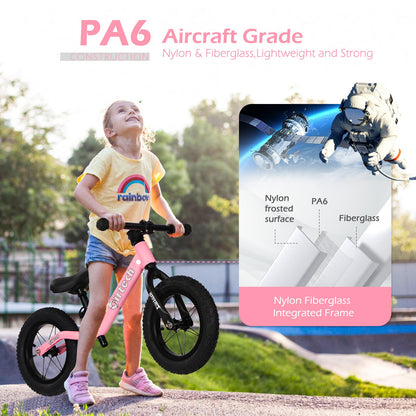 Hello-5ive 12" Balance Bike for 2, 3, 4, 5 Year Old Boys and Girls, Lightweight Nylon Frame Toddler Training Bike No Pedal Bikes for Kids with Adjustable Seat and Air Tires
