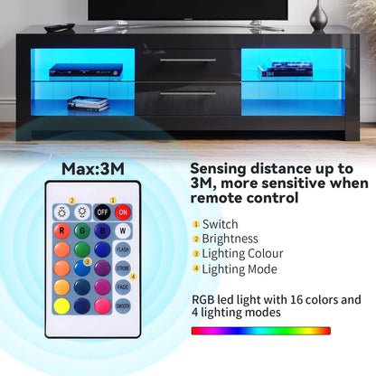 ELEGANT 1200mm LED TV Cabinet Modern White Gloss TV Stand with Ambient Lights for Living Room and Bedroom with Storage Furniture for 32 40 43 50 inch 4k TV