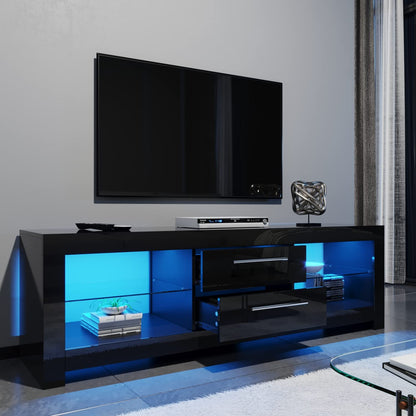 ELEGANT 1200mm LED TV Cabinet Modern White Gloss TV Stand with Ambient Lights for Living Room and Bedroom with Storage Furniture for 32 40 43 50 inch 4k TV