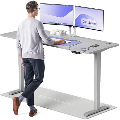 Height-Adjustable Desk 180 x 80cm - Standing Desk - Integrated USB/USB-C - 3 Memory Presets - Dual Motor Electric Touchscreen Stand Up Table - Great Gift for Smart Home Solutions