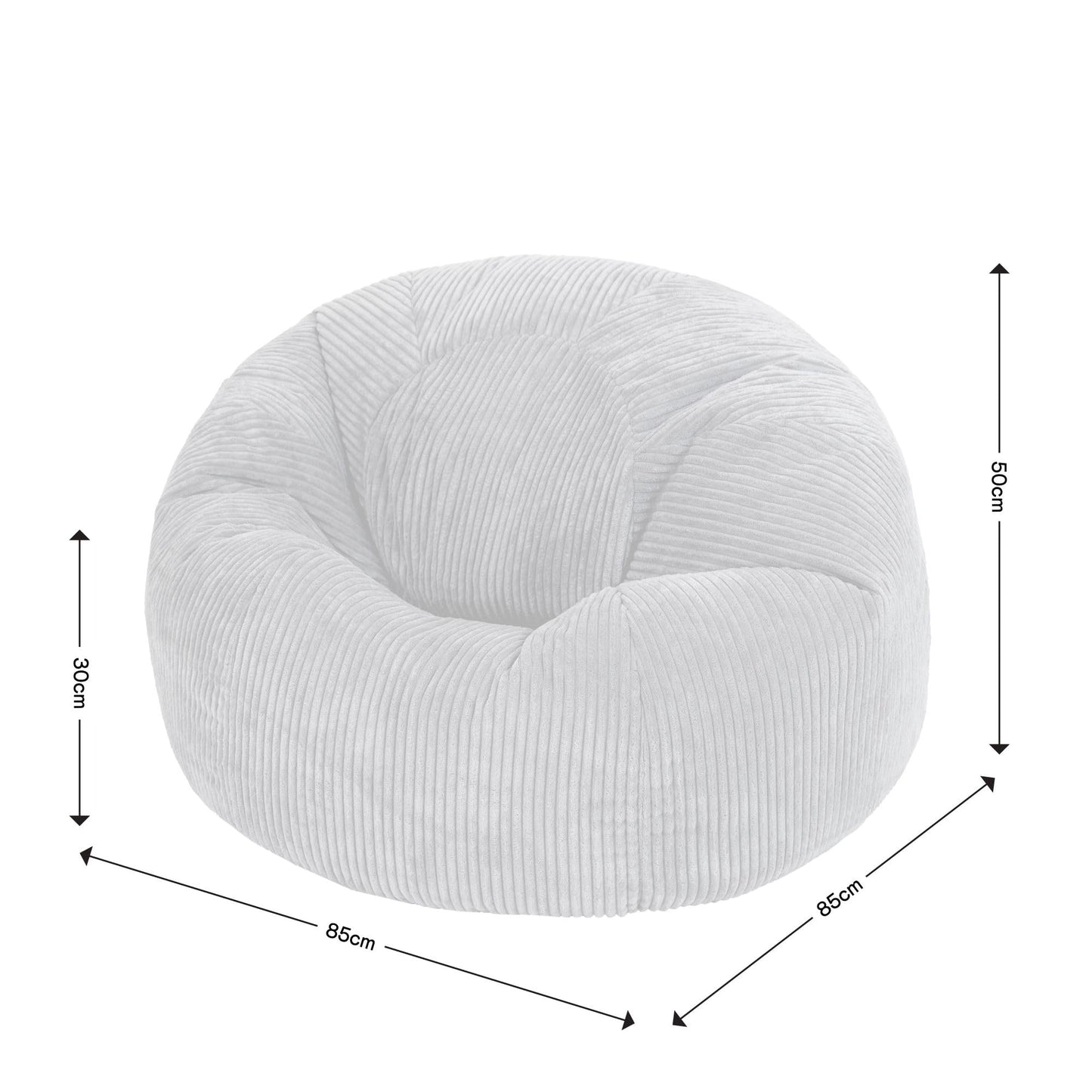 icon Kingston Cord Bean Bag, Beige, Large Adult Bean Bag Chair with Filling Included, Comfy Chair, Living Room Furniture, Bedroom Furniture