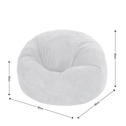 icon Kingston Cord Bean Bag, Beige, Large Adult Bean Bag Chair with Filling Included, Comfy Chair, Living Room Furniture, Bedroom Furniture