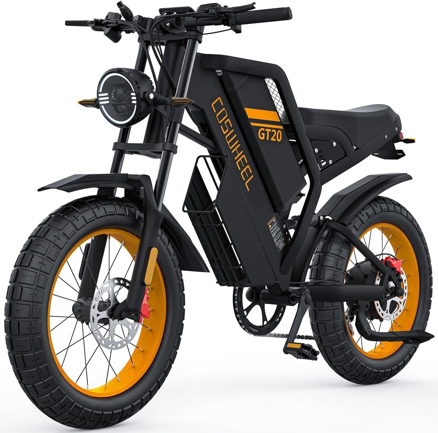 Electric Bikes GT20 For Adults,80Nm Motor Ebike with 48V 25AH 1200WH Removable Battery,Range Up to 140KM,Electric Mountain Bike with 7-Speed, 20" x4.0 Fat Tires Hydraulic Brake OFF Road Ebike