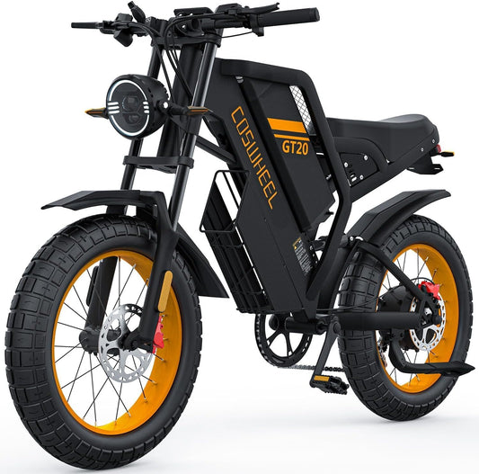 Electric Bikes GT20 For Adults,80Nm Motor Ebike with 48V 25AH 1200WH Removable Battery,Range Up to 140KM,Electric Mountain Bike with 7-Speed, 20" x4.0 Fat Tires Hydraulic Brake OFF Road Ebike