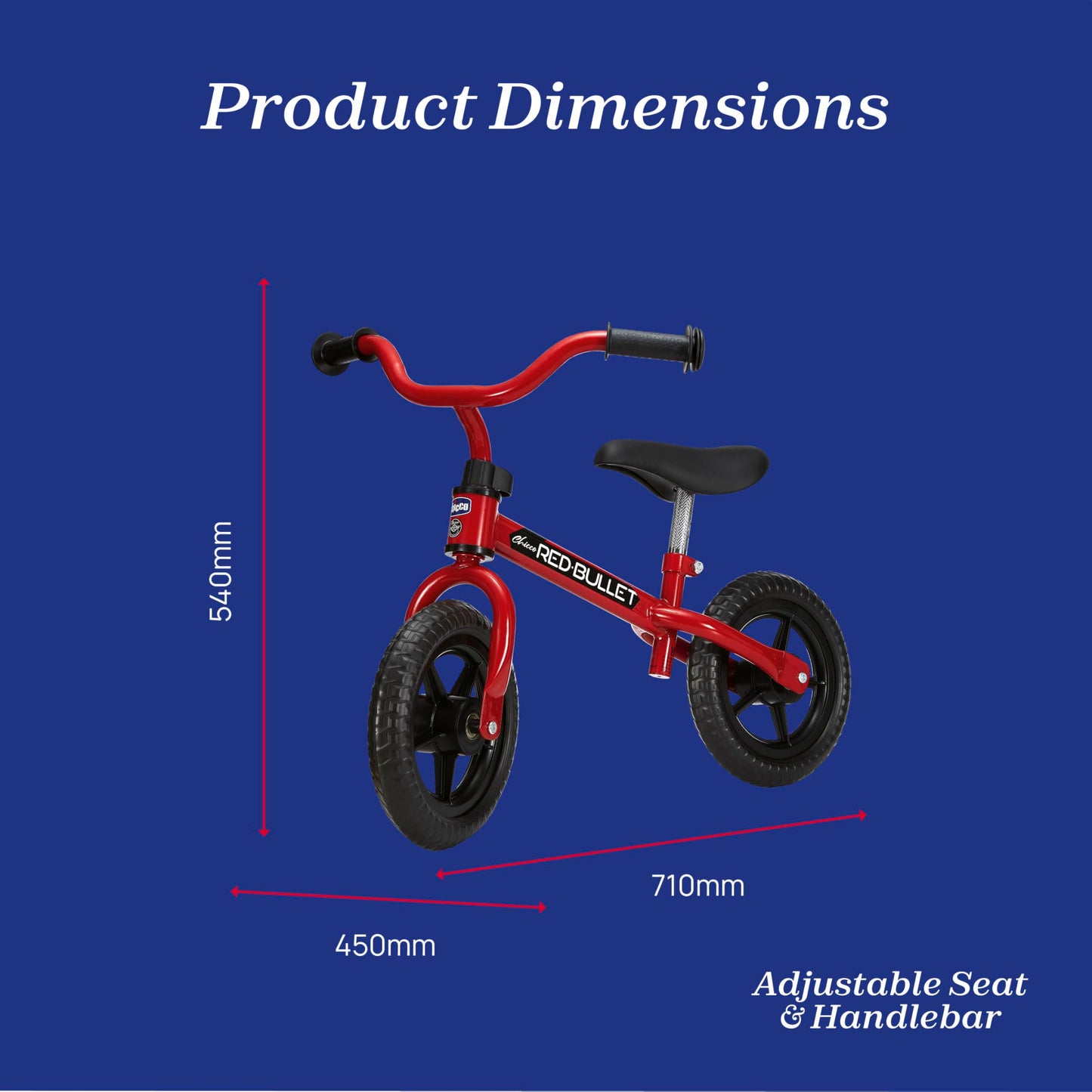 Chicco Red Bullet Toddler Balance Bike 2 to 5 Years Old, No Pedal Walking Girls and Boys Bike. Ideal First Bike, Birthday Gift and Outdoor Toy