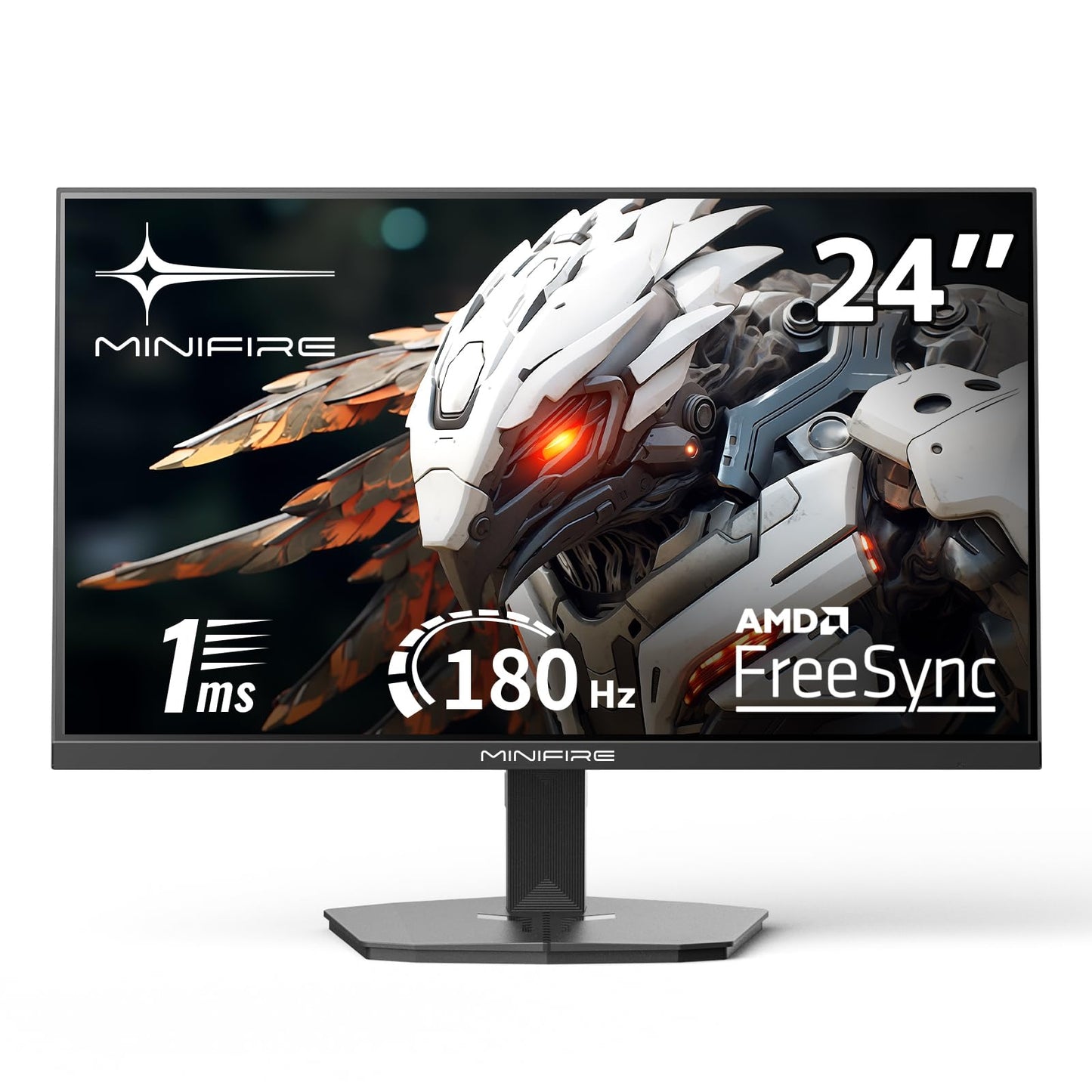 24 inch Curved Gaming Monitor 180Hz, 1ms, 130% sRGB, With Speakers, HDR, FreeSync, 300cd/m², VA, FHD 1080P, Frameless, HDMI1.4 DP1.2 Ports (MFG24C1 HDMI included)
