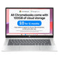 HP Chromebook 14" | Intel Processor N100 Processor| 4 GB RAM | 128 GB Flash Storage | Intel UHD Graphics | HD Display | Up to 12hrs battery | Chrome OS | Dual Speakers | Glacier Silver | 14a-nf0002sa