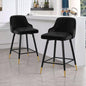 Bekrvio Upgraded Velvet Bar Stools Set of 2 – 360° Swivel Bar Chairs with Back & Footrest, Modern Kitchen Island Breakfast Stools, Support 150kg – New Version, Black