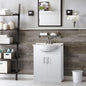 Home Treats 450 Vanity Unit Furniture, Ceramic Wash Basin Sink, Floor Standing, Soft Close Doors Bathroom Storage Cabinet - White (Vanity 45cm)