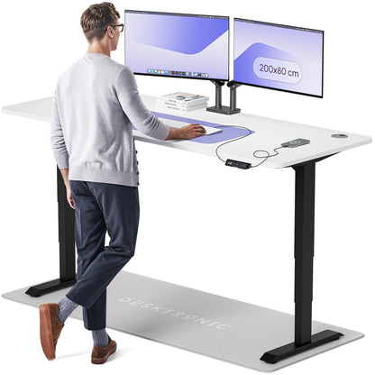 Height-Adjustable Desk 180 x 80cm - Standing Desk - Integrated USB/USB-C - 3 Memory Presets - Dual Motor Electric Touchscreen Stand Up Table - Great Gift for Smart Home Solutions
