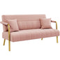 Yaheetech 2 Seater Modern Sofa Velvet Fabric Loveseat with Gold-tone Metal Arms and Legs for Bedroom, Home Office, Studio, Living Room Furniture Pink