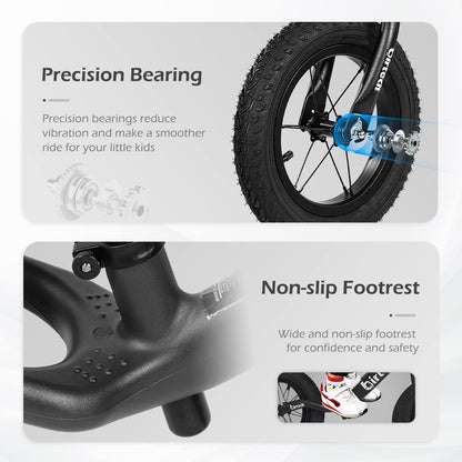 Hello-5ive 12" Balance Bike for 2, 3, 4, 5 Year Old Boys and Girls, Lightweight Nylon Frame Toddler Training Bike No Pedal Bikes for Kids with Adjustable Seat and Air Tires