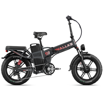 W Wallke H9 Folding Adult Dual Motor Full Suspension Electric Bike Battery 48V 60Ah 20 Inch Fat Tire Electric Bike Hydraulic Brake