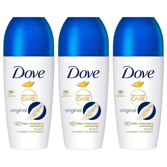 Dove Advanced Care Original Anti-perspirant Deodorant pack of 6 with Triple Moisturising technology roll-on for 48 hours of protection 50 ml