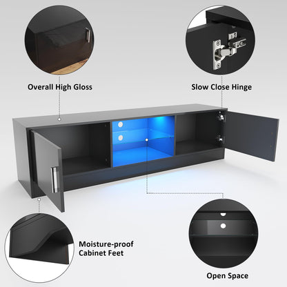 ELEGANT 1200mm LED TV Cabinet Modern White Gloss TV Stand with Ambient Lights for Living Room and Bedroom with Storage Furniture for 32 40 43 50 inch 4k TV