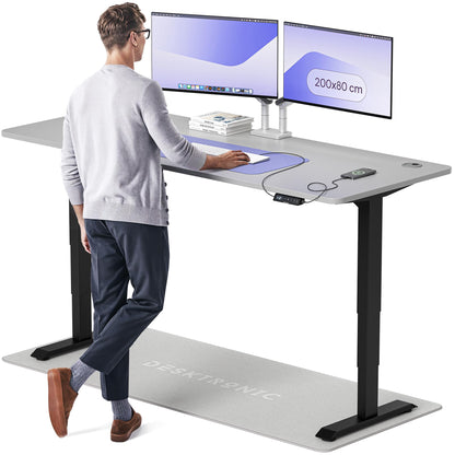 Height-Adjustable Desk 180 x 80cm - Standing Desk - Integrated USB/USB-C - 3 Memory Presets - Dual Motor Electric Touchscreen Stand Up Table - Great Gift for Smart Home Solutions