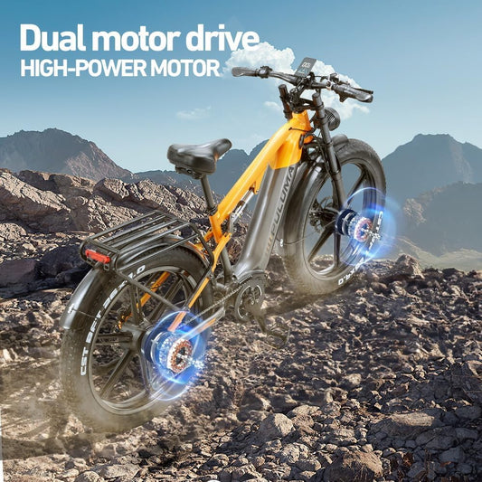 PULUMA PH003 Dual Motor Electric Bike 26-inch Fat Tire Dual Shoulder Fork Adult Electric Bike 48V 20Ah Battery Hydraulic Brakes